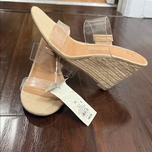 A New Day Women's Sandals with Clear Straps - Tan 7.5 beige color